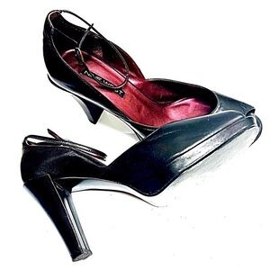 Nine West Black Peep-Toe Ankle-Strap Heels
